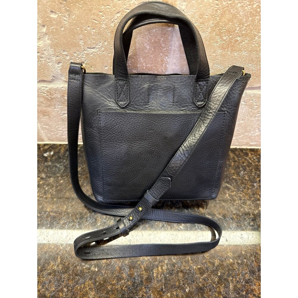 Madewell Transport Crossbody Black Pebbled Leather Gold Hardware EUC - Picture 3 of 11